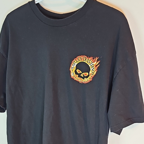 Harley-Davidson Black Tee with Fiery Emblem - Picture 2 of 7